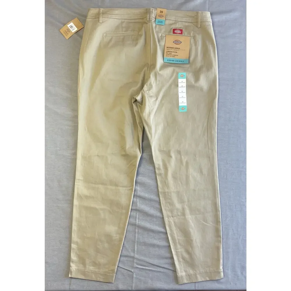 NEW Dickies Junior Plus Modern Ankle Super Skinny Pants‎ Khaki Size 20 Utility